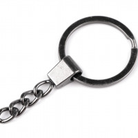 Krúžok na kľúče 30 mm s retiazkou - Nikel čierny