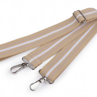 Textilný popruh na tašku s karabinami 79-142 cm - béžová