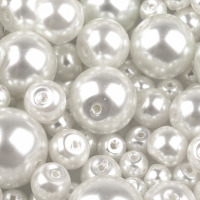 Sklenené voskové perly mix veľkostí Ø 4-12mm - Biela