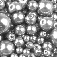 Sklenené voskové perly mix veľkostí Ø 4-12mm - Strieborná svetlá
