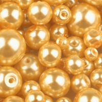 Sklenené voskové perly mix veľkostí Ø 4-12mm - Zlatá