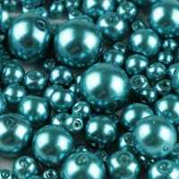 Sklenené voskové perly mix veľkostí Ø 4-12mm - Modrá tyrkysová