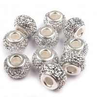 Plastové koráliky s veľkým prievlakom 9x14 mm - Strieborná