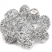 Plastové koráliky s veľkým prievlakom 13x15 mm - Strieborná