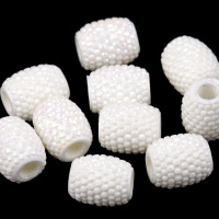 Plastové koráliky s veľkým prievlakom 13x15 mm - Biela